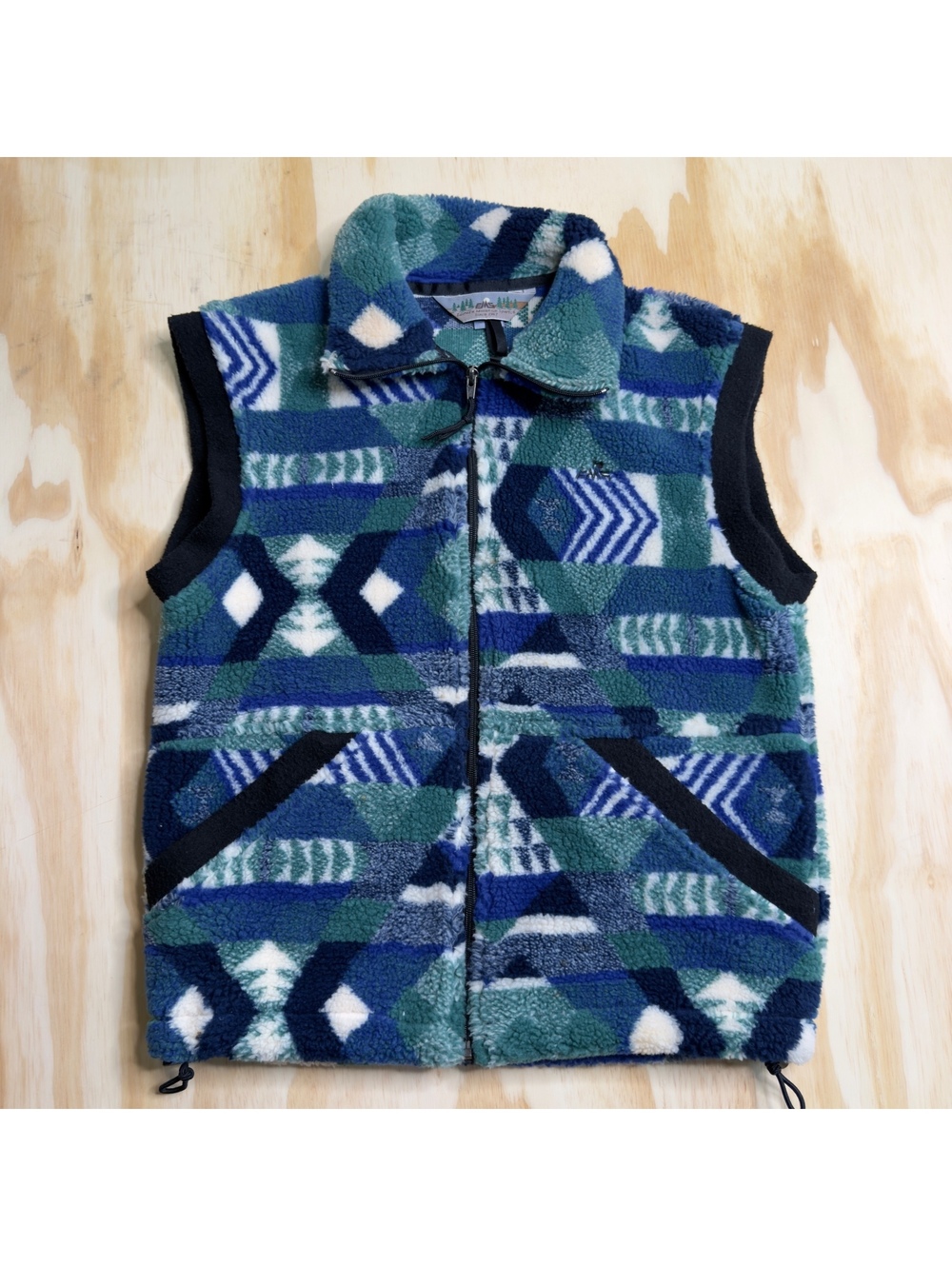 Vintage Mountain Outdoor Aztec Full Zip Fleece Vest Women's Small Made In USA